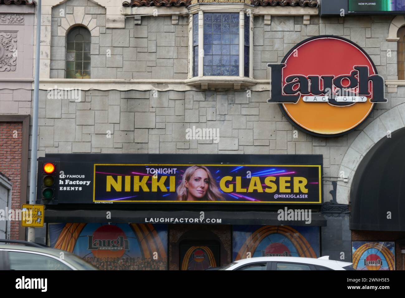 Los Angeles, California, USA 1st March 2024 Nikki Glaser Laugh Factory Marquee on Sunset Blvd on March 1, 2024 in Los Angeles, California, USA. Photo by Barry King/Alamy Stock Photo Stock Photo