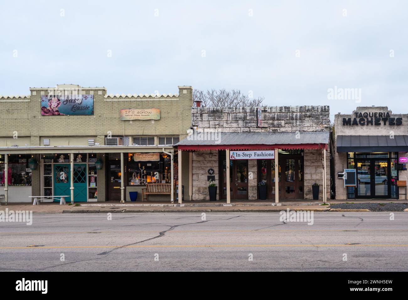 Fredericksburg, Texas February 22, 2024 Street scene from hill
