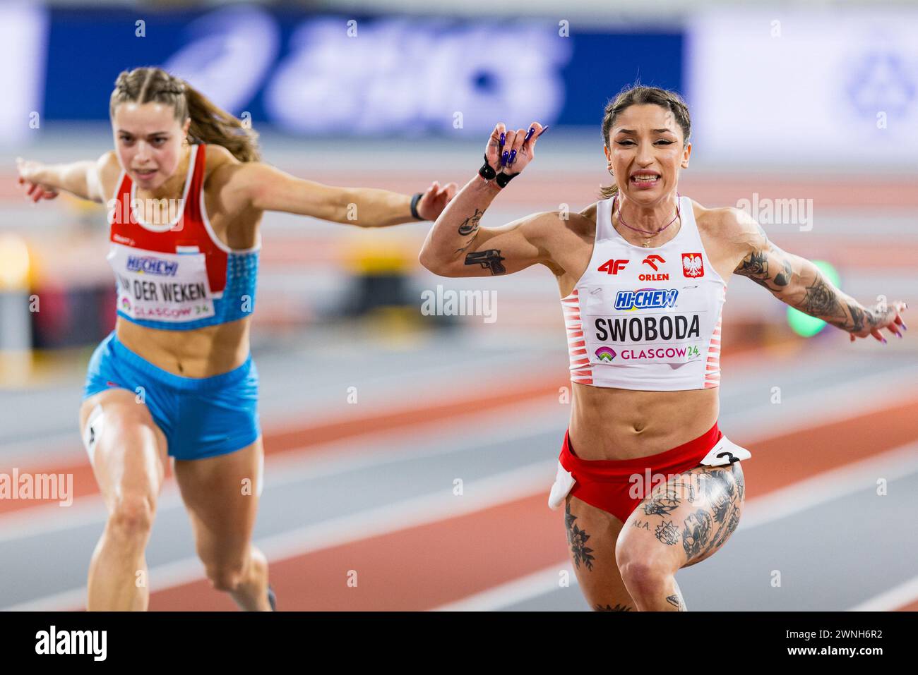 Glasgow, Scotland. 02 March 2024. Ewa SWOBODA (POL) crosses the line(03)
