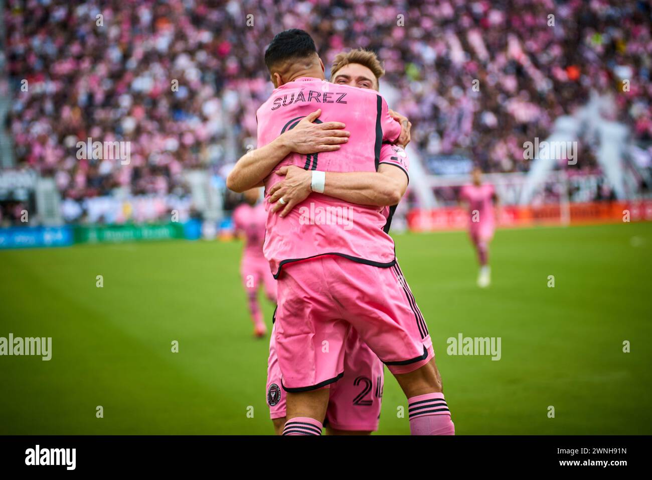 Fort Lauderdale, FL, USA. 2nd March 2024. 9-Luis Suarez of Inter Miami during the match Orlando City SC vs Inter Miami CF at CHASE Stadium in Florida, USA. Credit:Yaroslav Sabitov/YES Market Media/Alamy Live News. Stock Photo