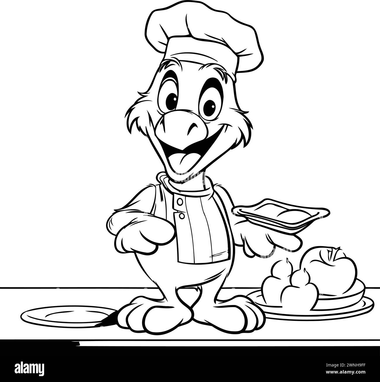 Illustration of a Dog Chef Cartoon Mascot Character Cooking Food Stock Vector