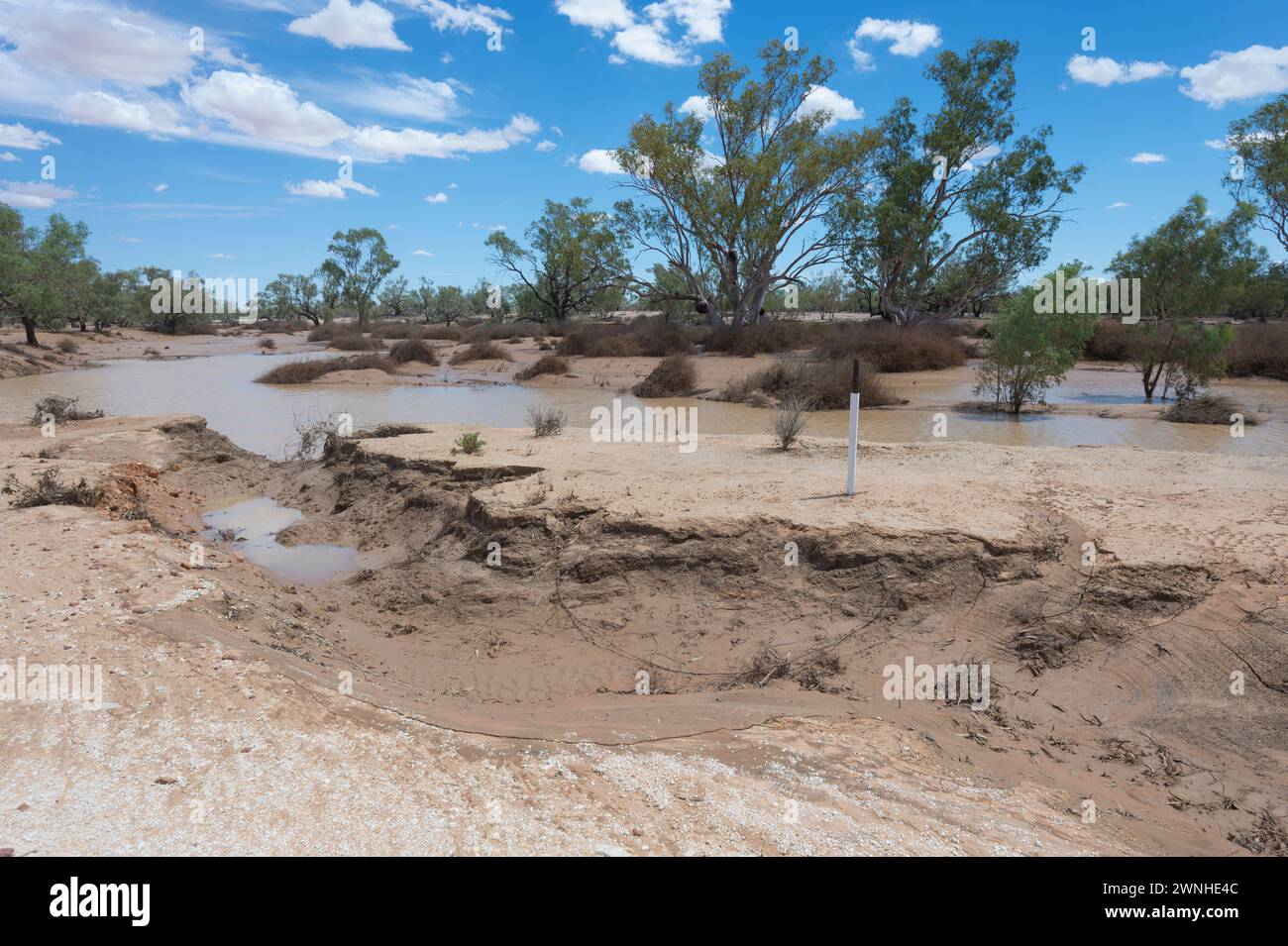 Cooper Creek in flood in the remote Outback town of Innamincka, South Australia, SA, Australia Stock Photo