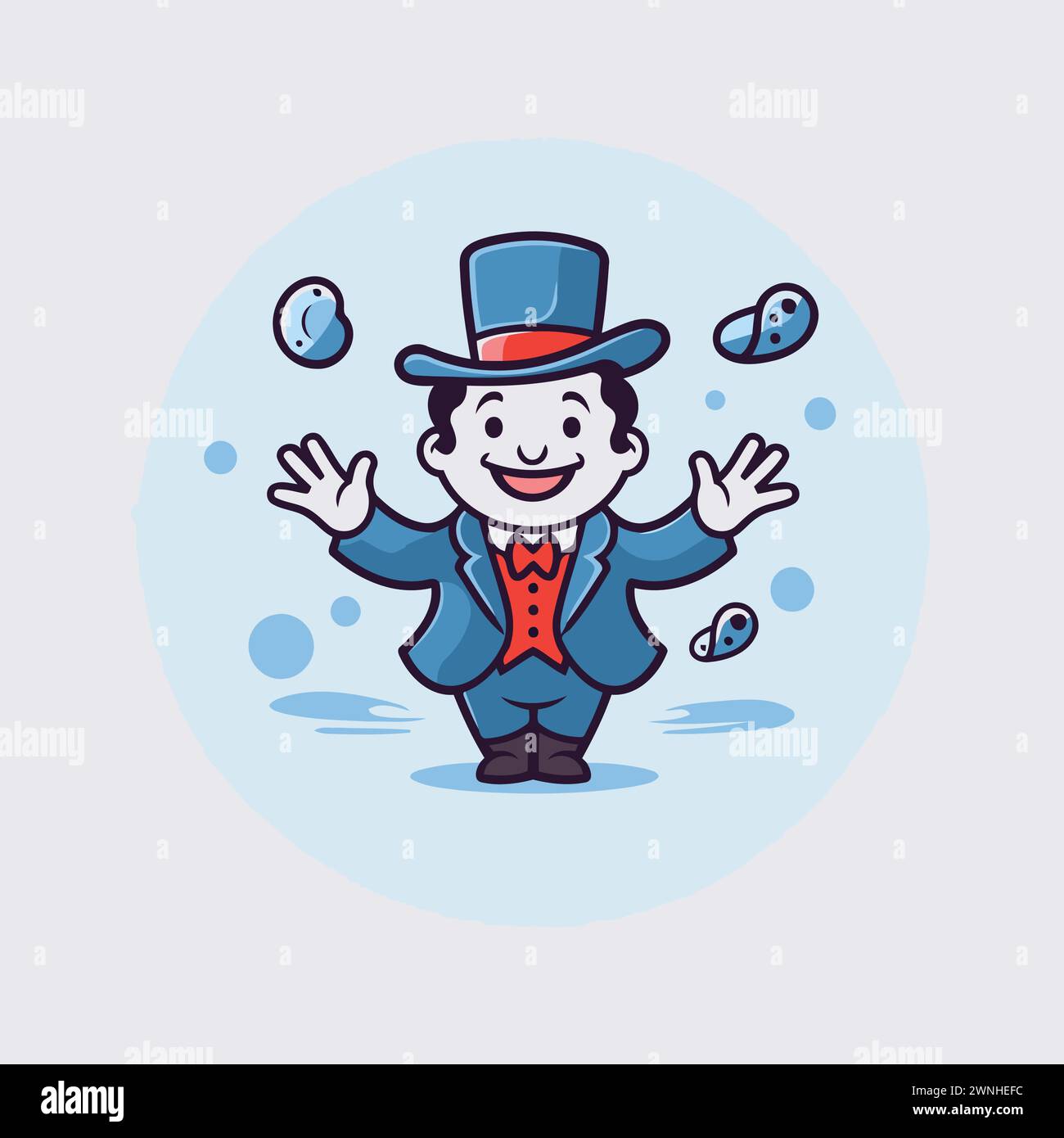 Cartoon man in a top hat and suit juggling balls. Vector illustration Stock Vector Image & Art