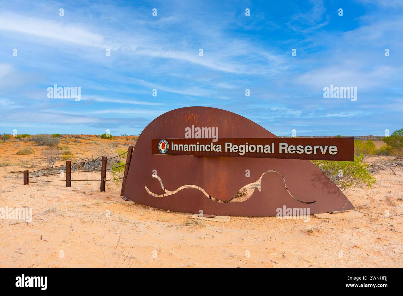 Sign for Innamincka Regional Reserve, South Australia, SA, Australia Stock Photo