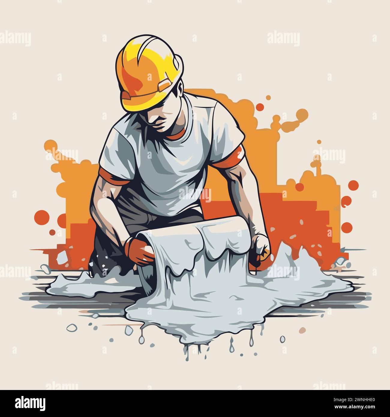 Young man in hard hat Stock Vector Images - Alamy