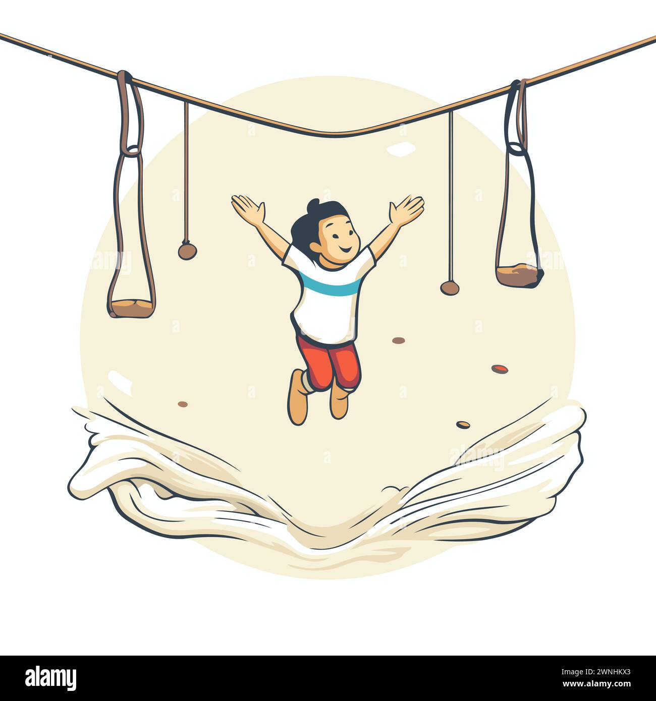 Boy swinging on rope Stock Vector Images - Alamy