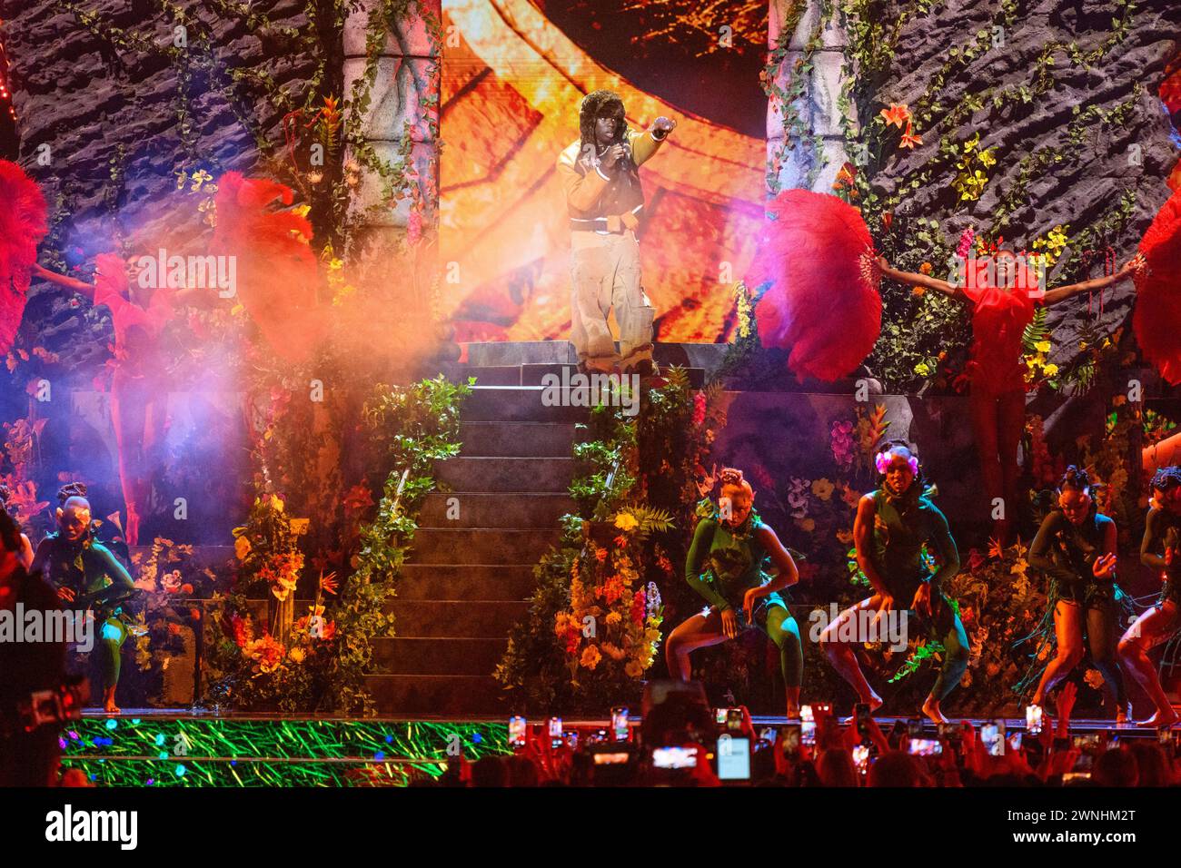 Rema Live O2 EDITORIAL USE ONLY. London, UK. 2 March 2023. Rema during the 2024 Brit ...