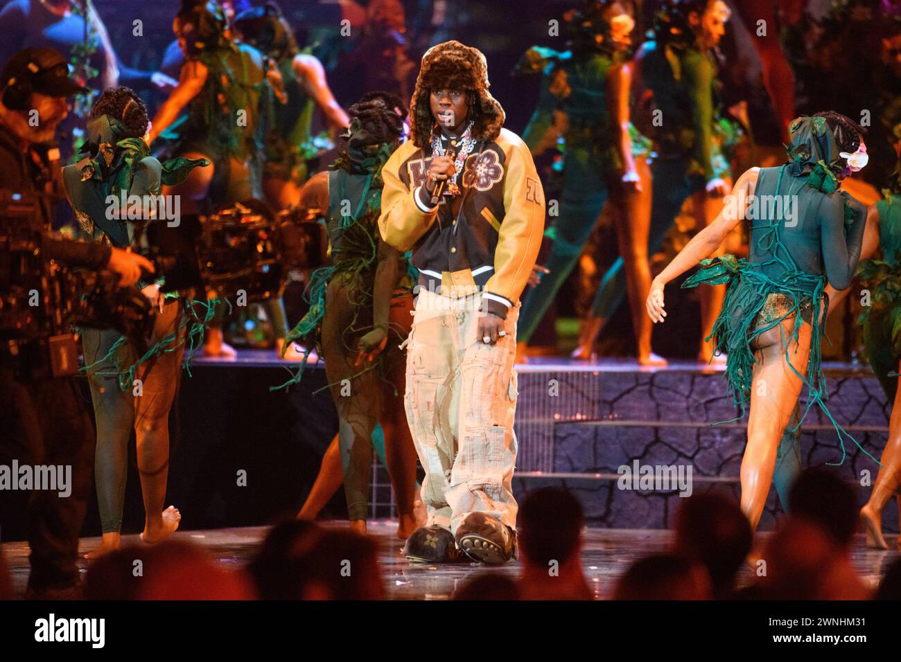 Rema Live O2 EDITORIAL USE ONLY. London, UK. 2 March 2023. Rema during the 2024 Brit ...