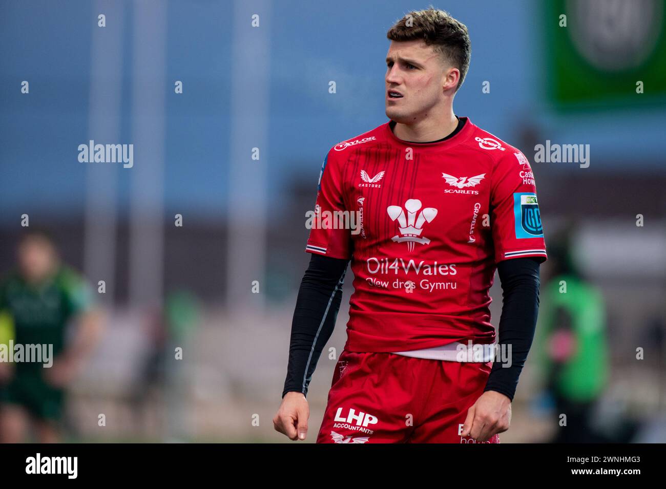 Galway, Ireland. 02nd Mar, 2024. Tomi Lewis of Scarlets during the ...