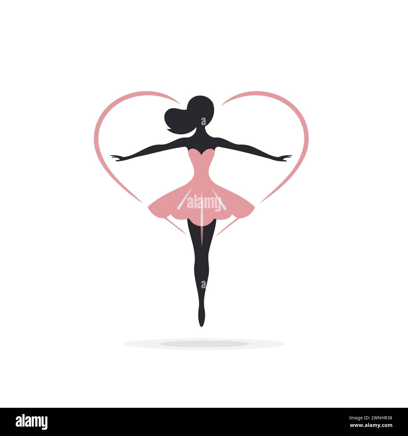 Dance Clipart-silhouette of a ballerina in a pink tutu
