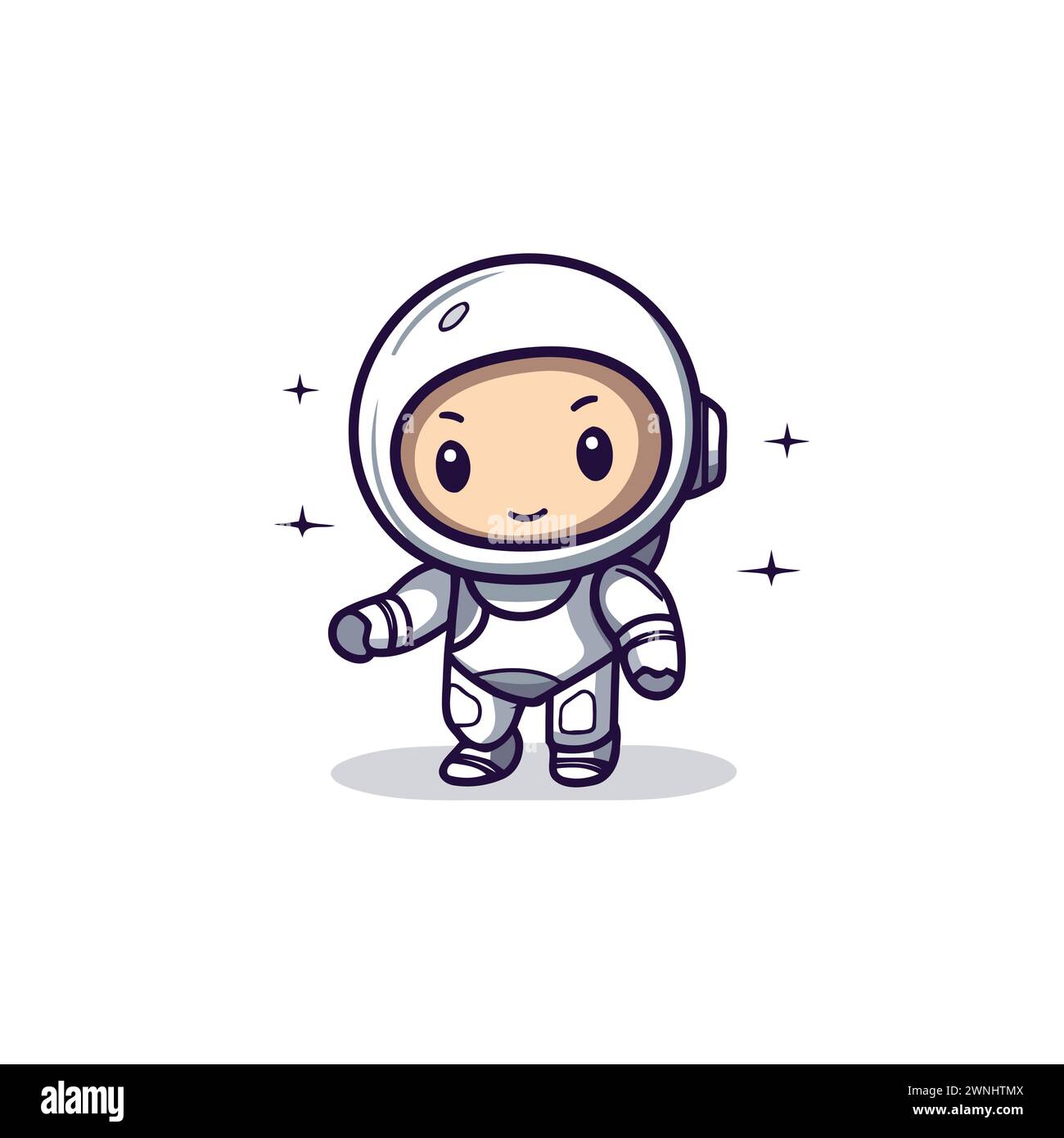Cute astronaut with space suit. Cute cartoon vector illustration. Stock Vector