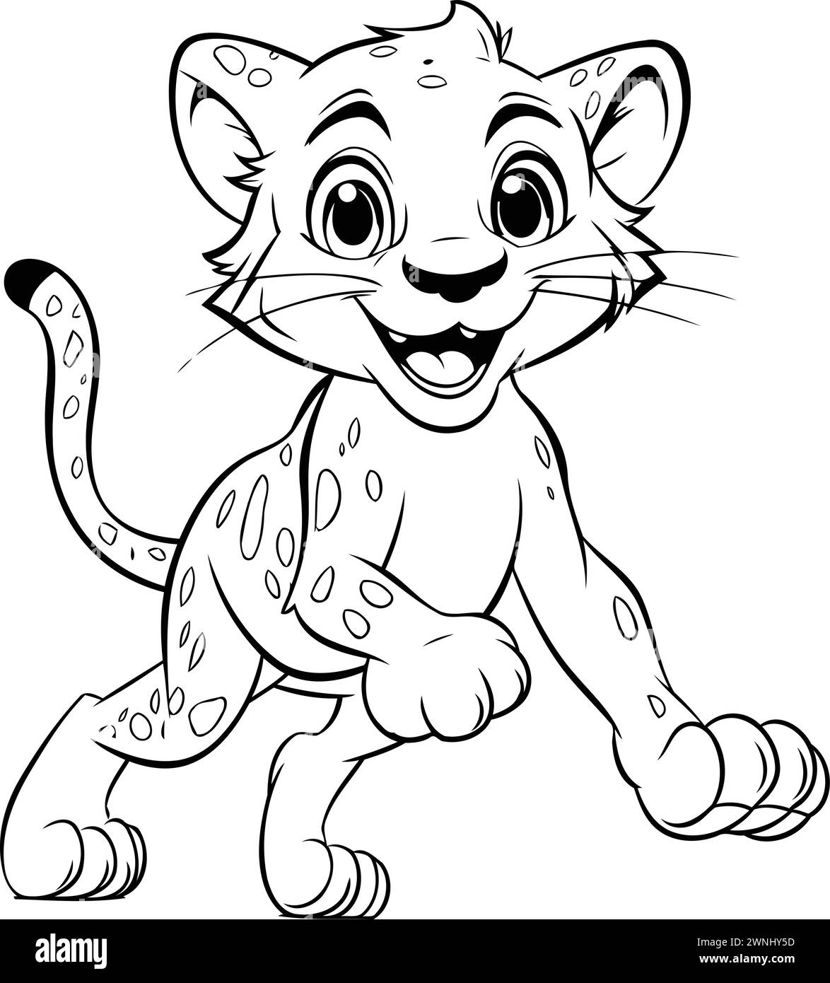 Cheetah - Coloring Book for Kids - Vector Illustration Stock Vector