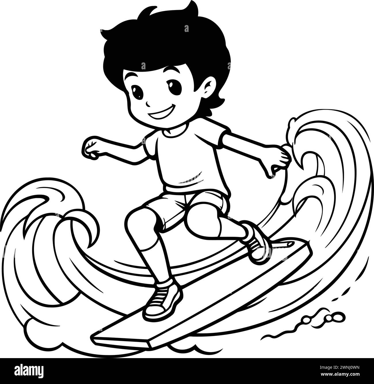 Surfing illustration book Black and White Stock Photos & Images - Alamy