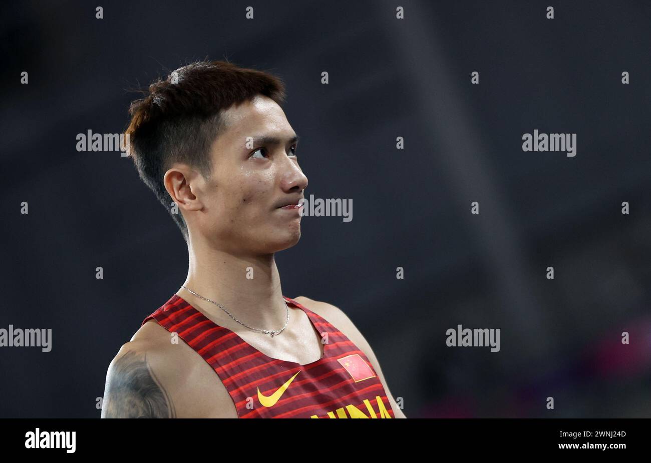 Glasgow, Britain. 2nd Mar, 2024. Fang Yaoqing of China reacts during