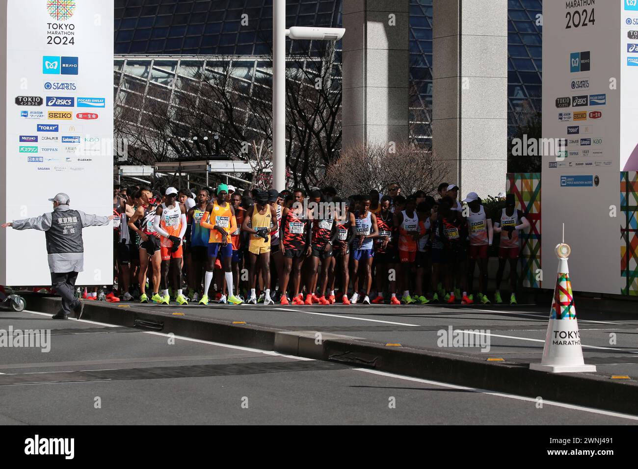 Tokyo, Japan. 3rd Mar, 2024. Runners at starting line before the Tokyo