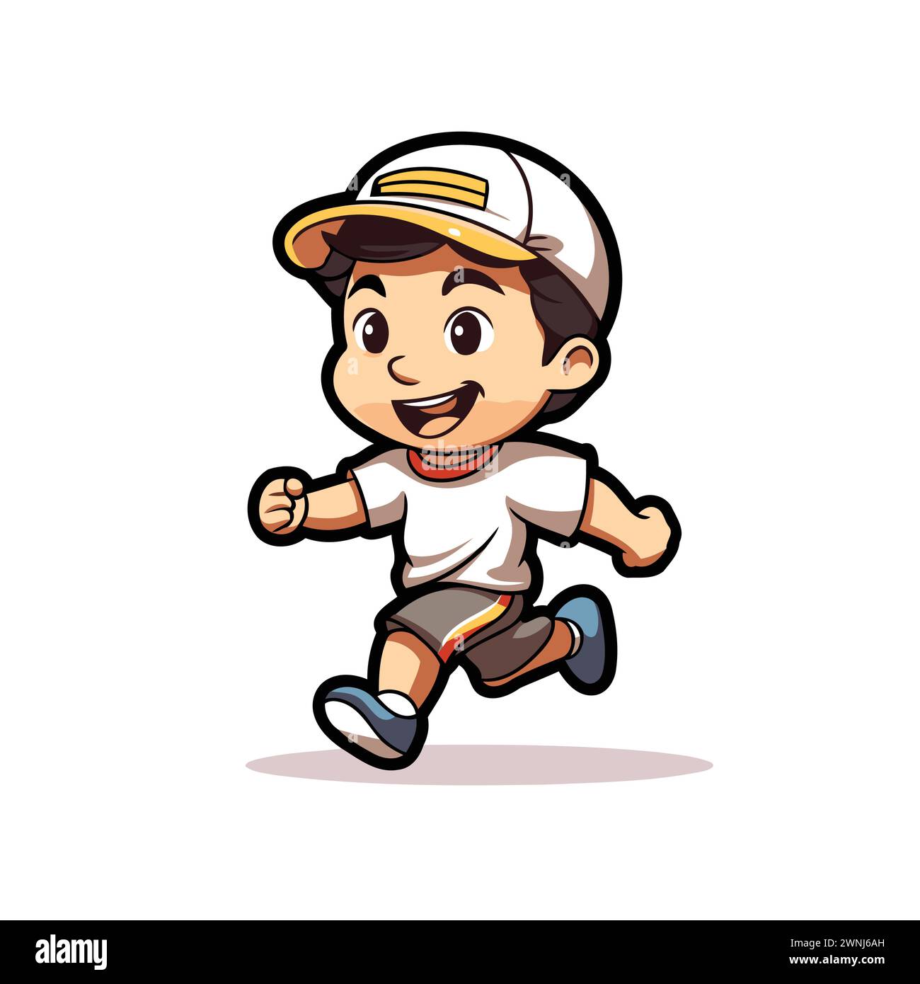 Cartoon boy running. Vector illustration. Isolated on white background ...