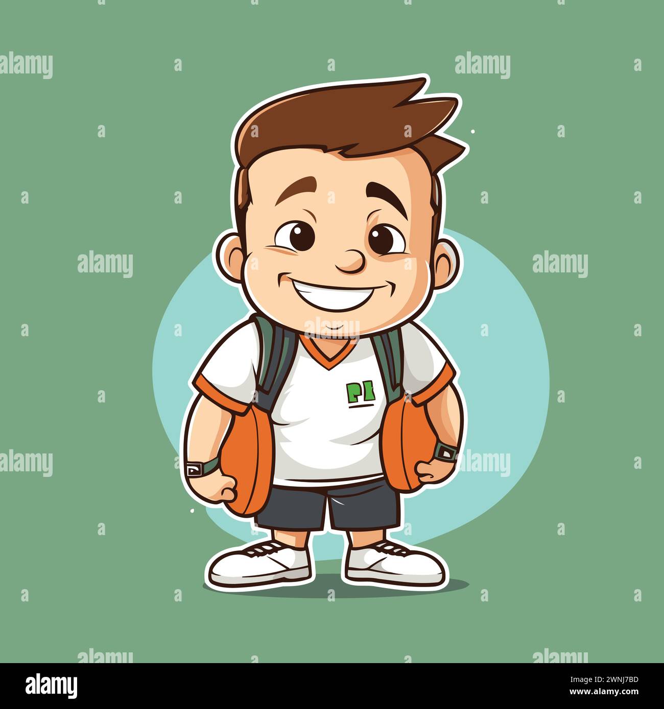 Cute schoolboy with backpack. Vector illustration. Cartoon style Stock ...