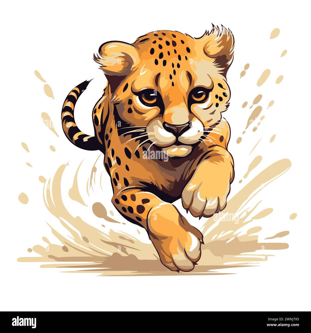 Cheetah running with splashes of ink. Vector illustration. Stock Vector