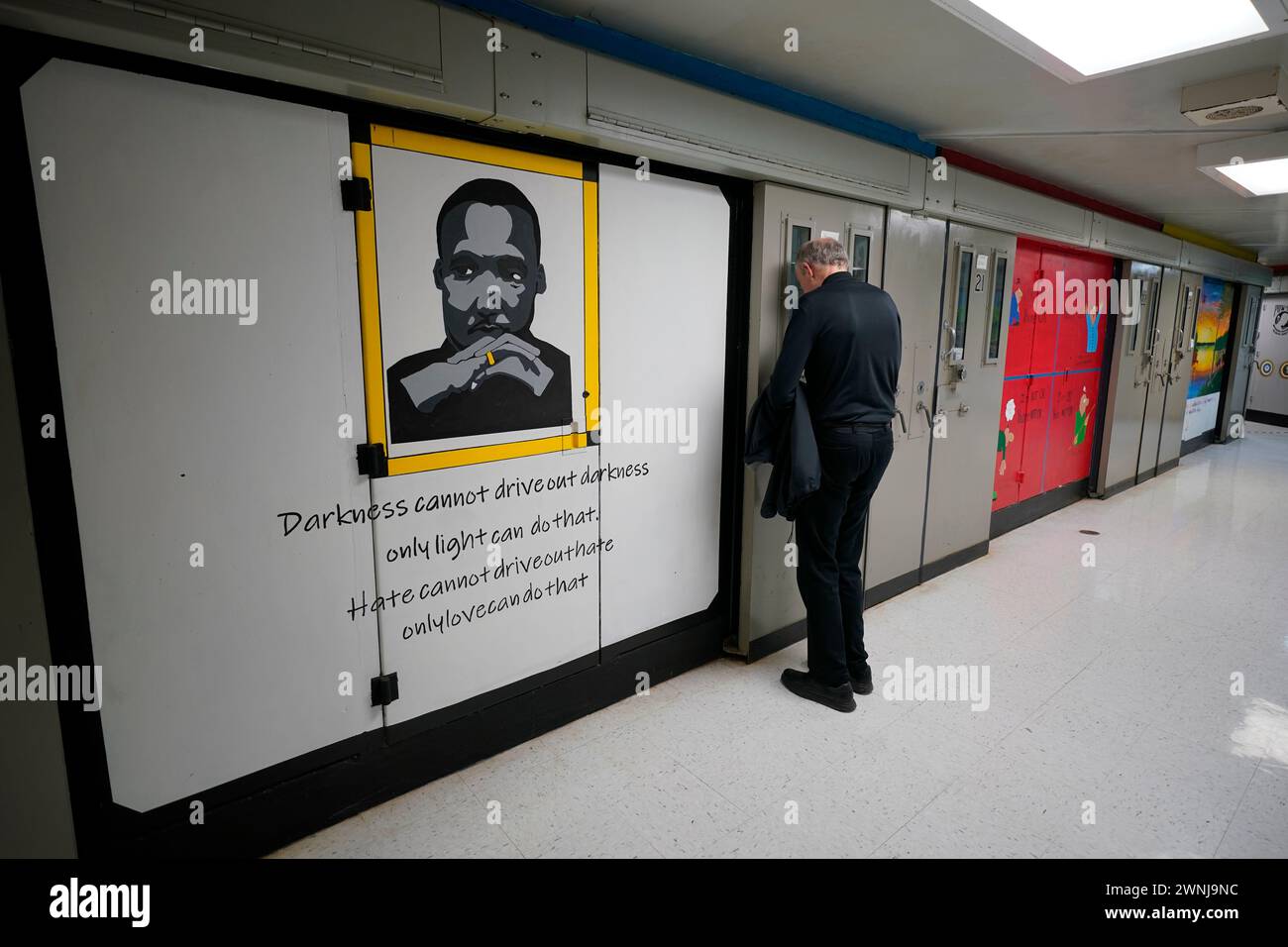 Chaplin David Jacquel visits with an inmate, Dec. 14, 2023, in the Neurodevelopmental