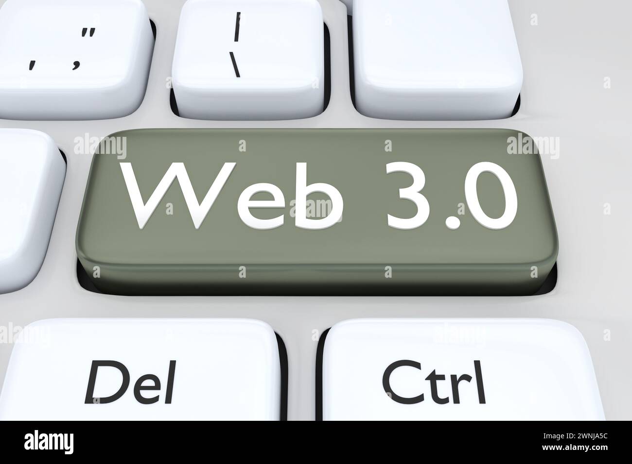 3D illustration of pc keyboard with the script Web 3.0 on a key Stock Photo