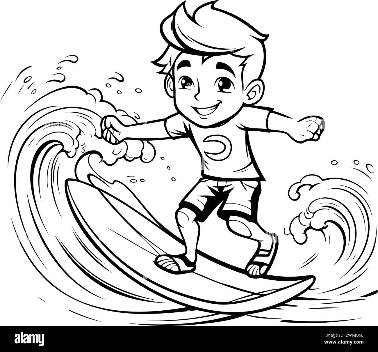 Surfing illustration book Black and White Stock Photos & Images - Alamy