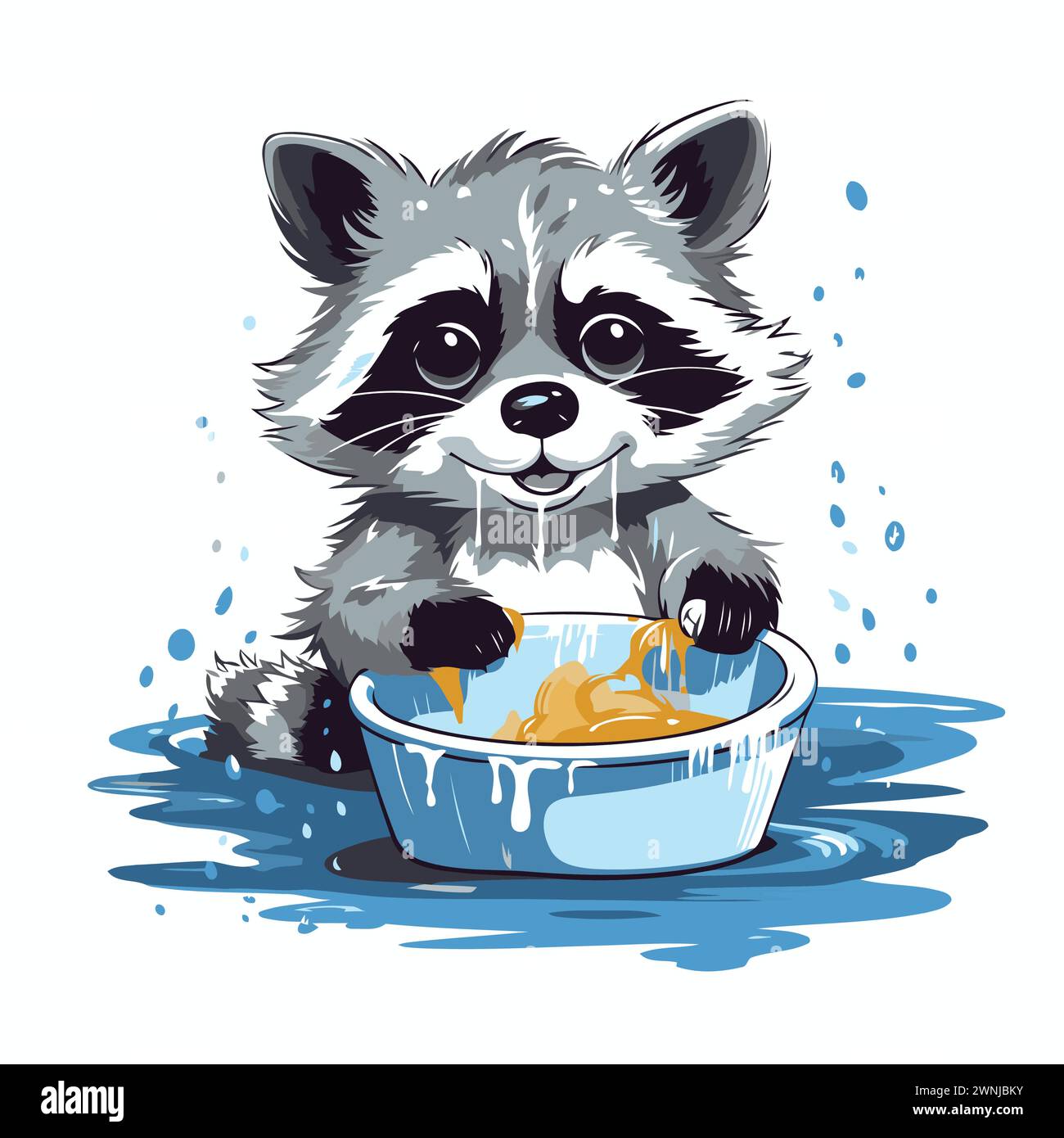 Drinking Racoon Line Drawing Raccoon water Stock Vector Images - Alamy