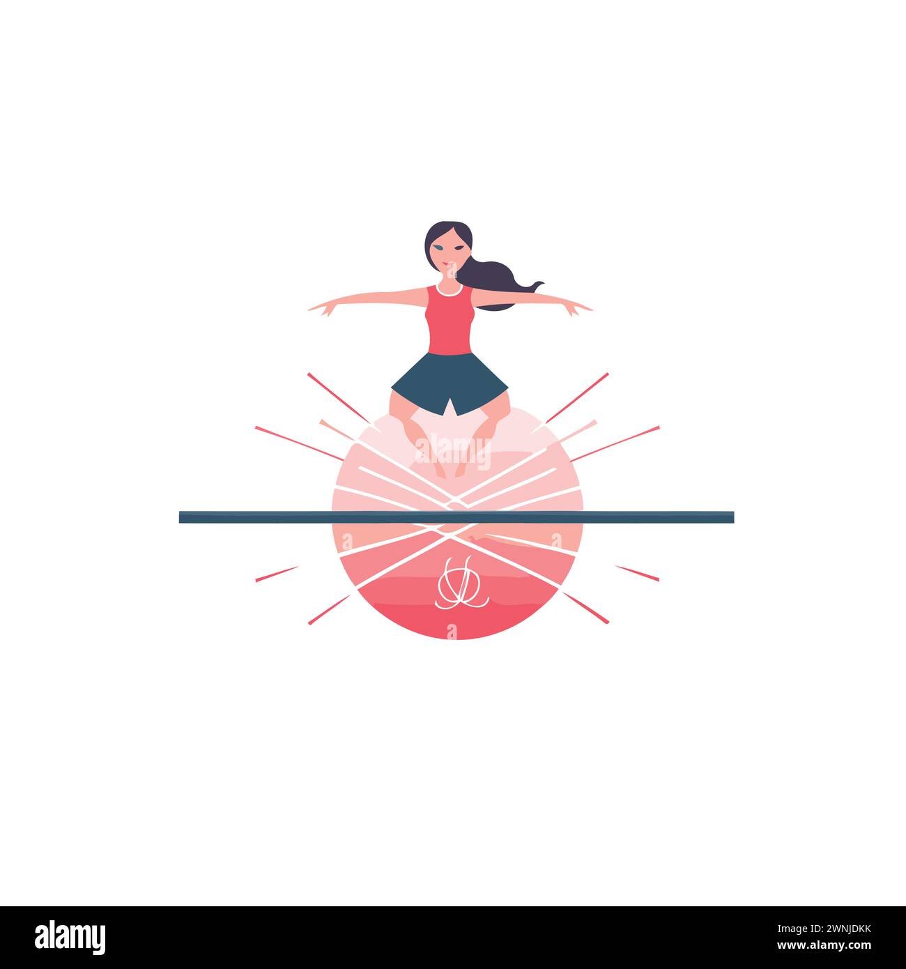 Girl jumping in the air. Flat style vector illustration on white ...