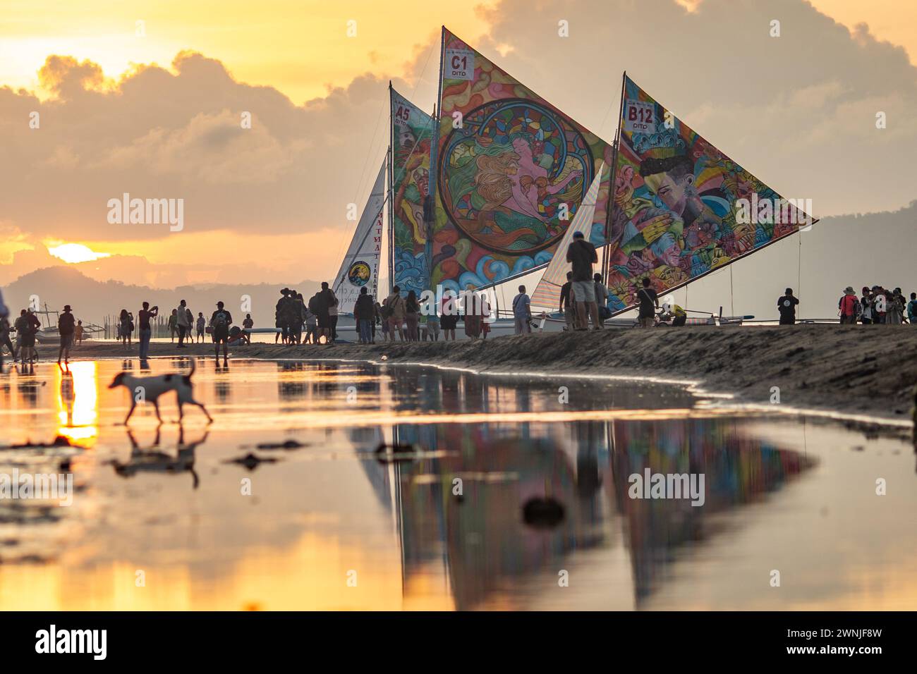 Iloilo, Philippines. 03rd Mar, 2024. People watch the sailboats from