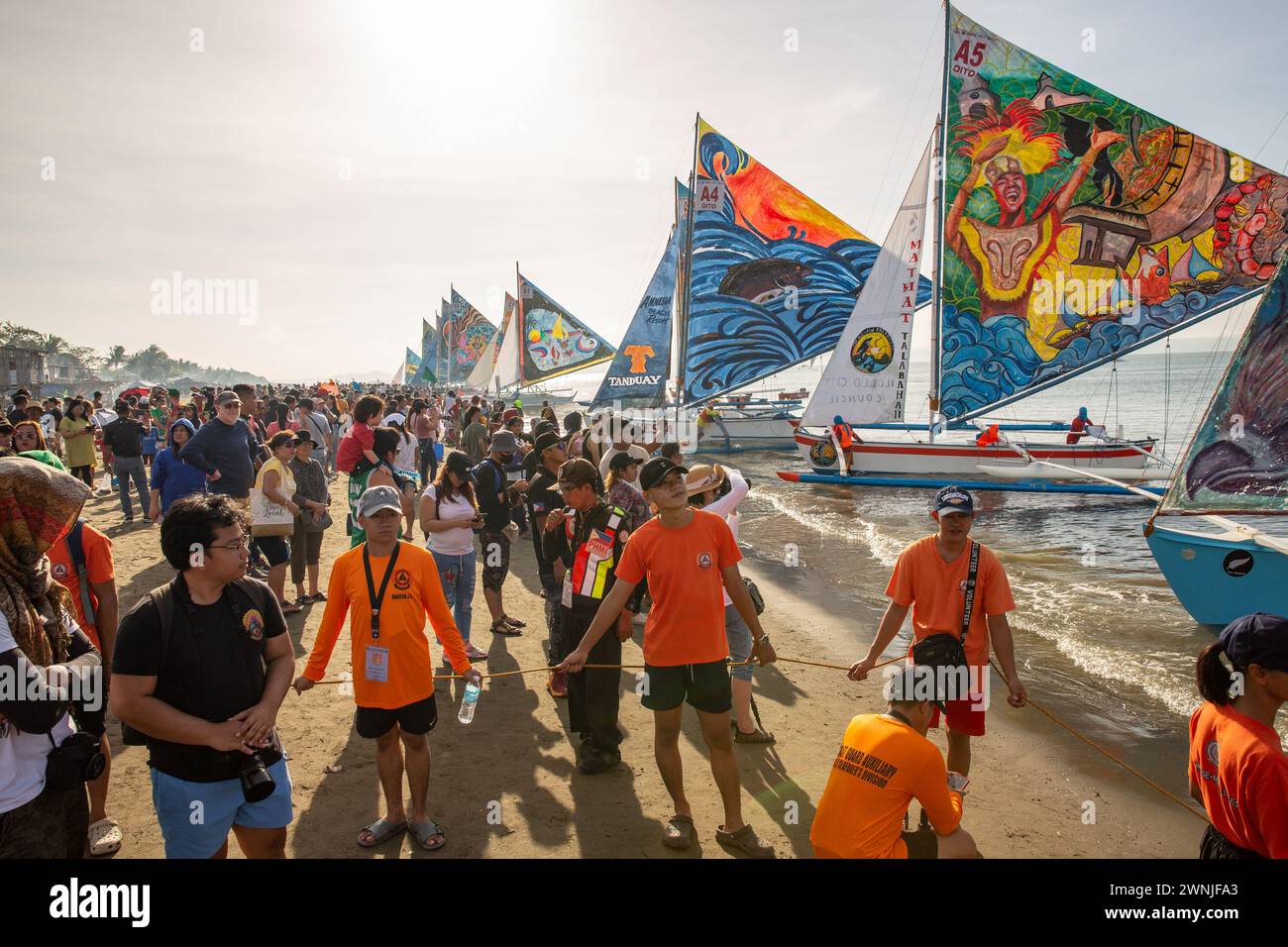 Iloilo, Philippines. 03rd Mar, 2024. People watch the sailboats from