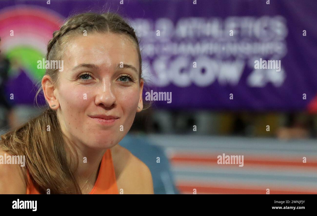 Glasgow, Britain. 2nd Mar, 2024. Femke Bol of the Netherlands reacts