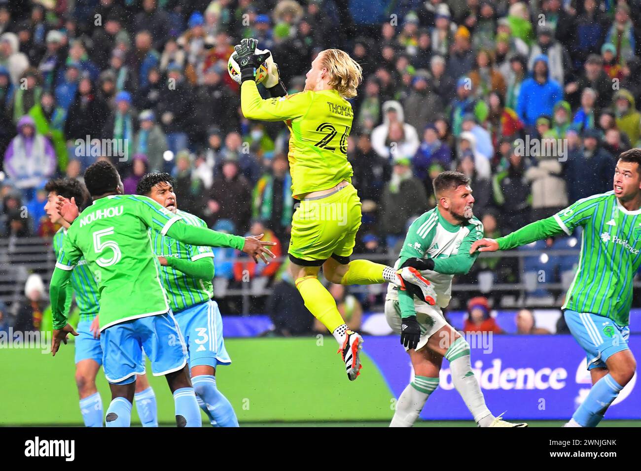 March 02, 2024: Seattle Sounders goalkeeper Andrew Thomas (26) makes a