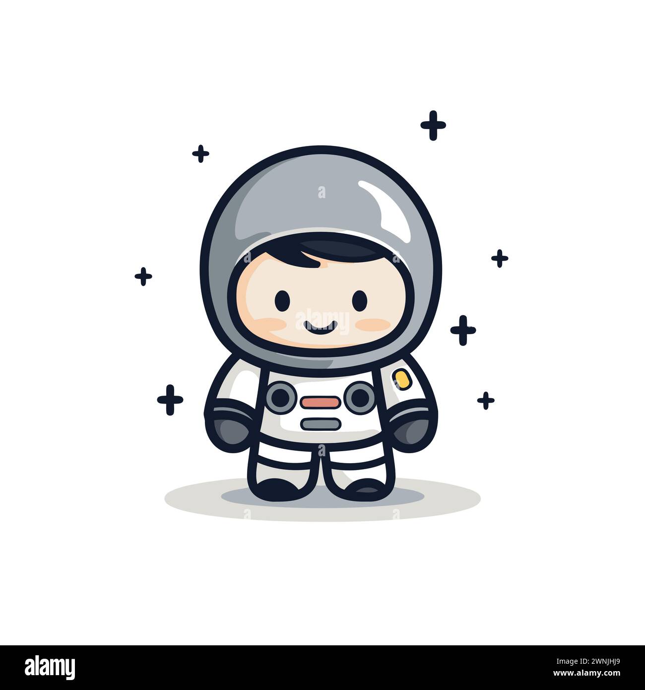 Cute astronaut with space suit. Vector illustration. flat design. Stock Vector
