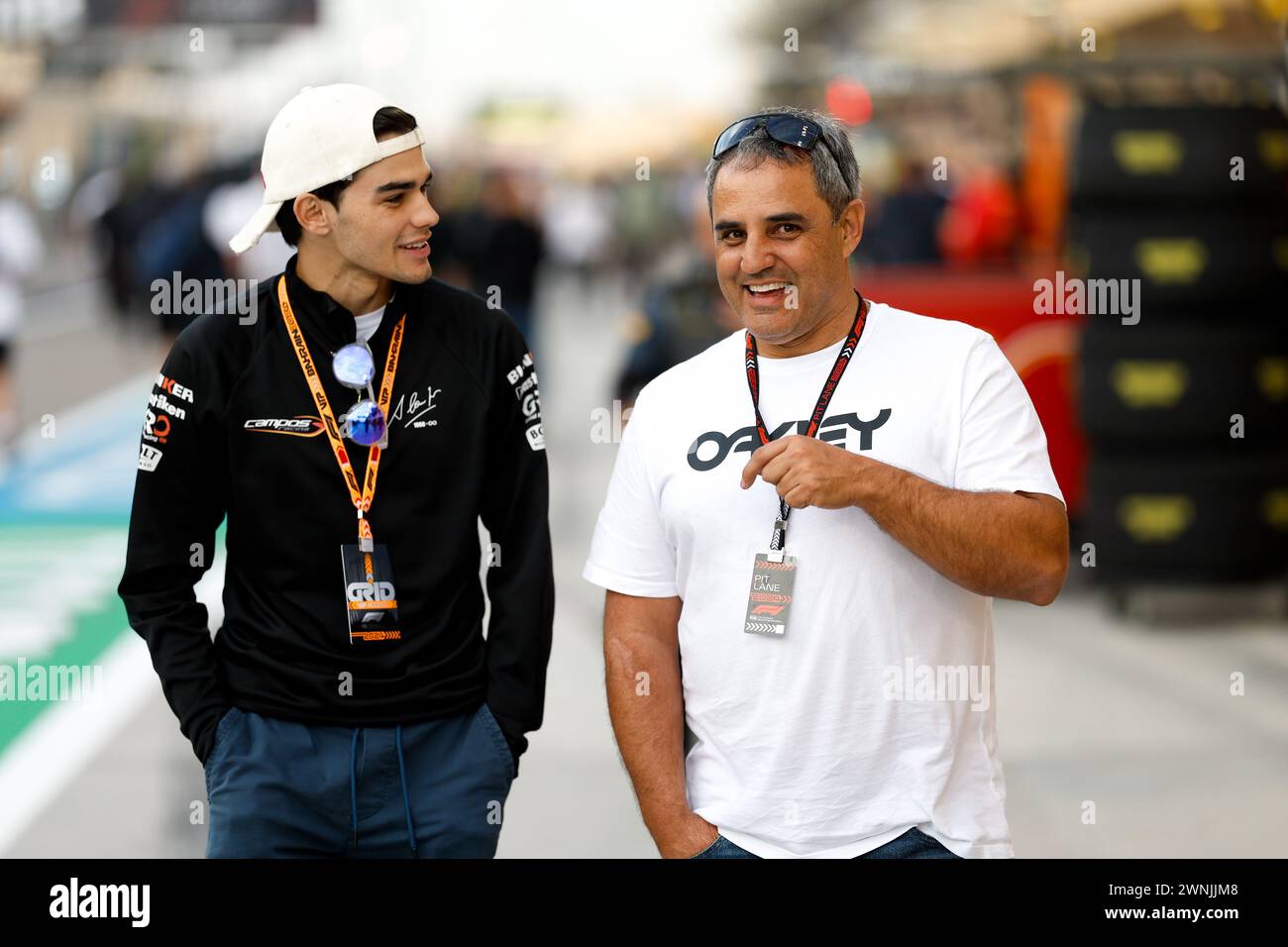 Bahrain. 02nd Mar, 2024. Juan Pablo Montoya and his son Sebastian Montoya during the Formula 1 Gulf Air Bahrain Grand Prix 2024, 1st round of the 2024 FIA Formula One World Championship from February 29 to March 2, 2024 on the Bahrain International Circuit, in Sakhir, Bahrain Credit: Independent Photo Agency/Alamy Live News Stock Photo