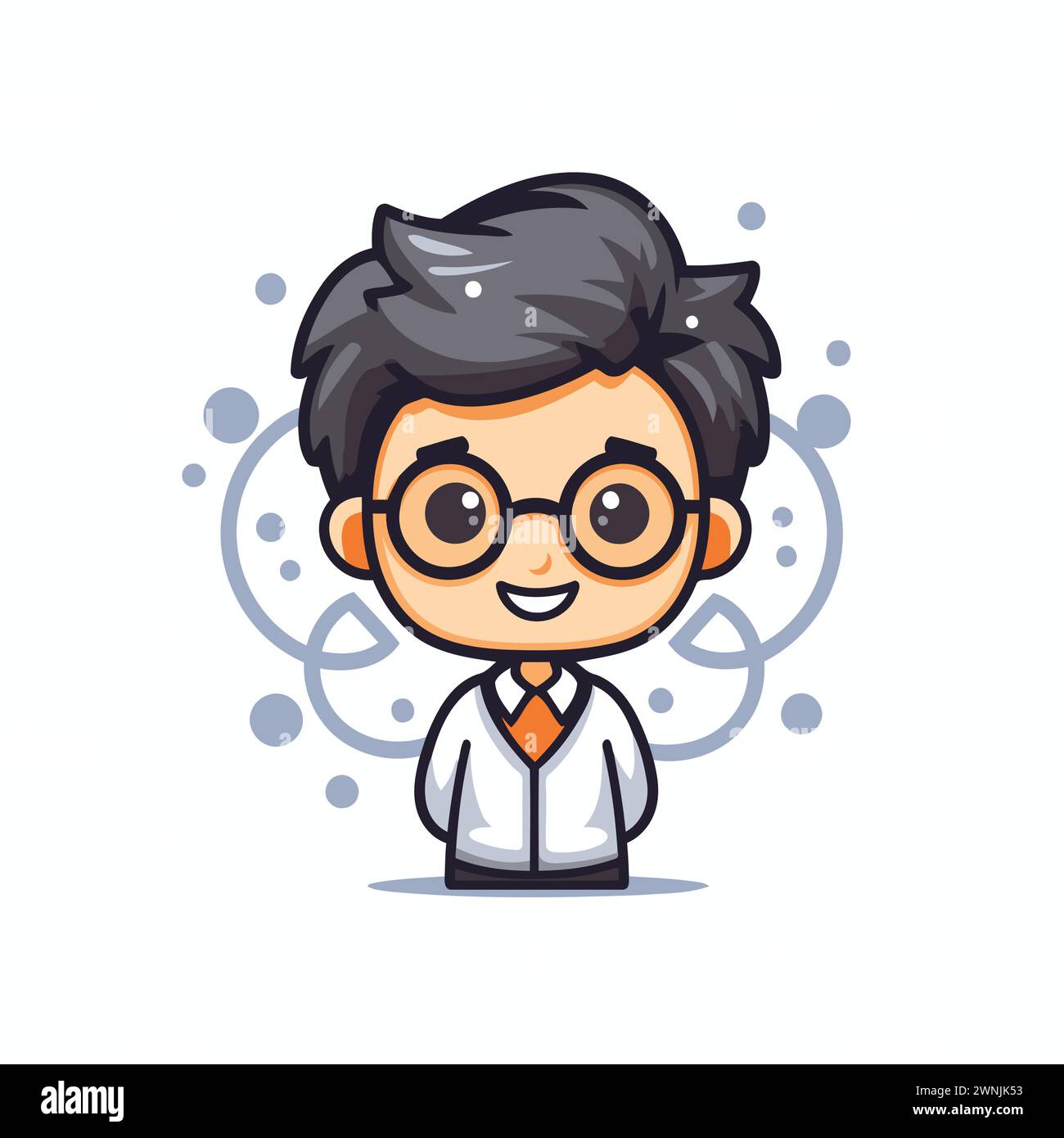 Scientist Boy Face Mascot Character Vector Icon Illustration Design