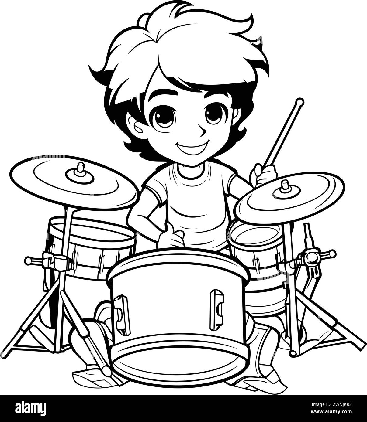 Black boy playing drum Black and White Stock Photos & Images - Alamy