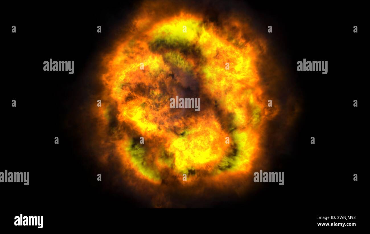 fire flame ball explosion in space, abstract illustration Stock Photo ...