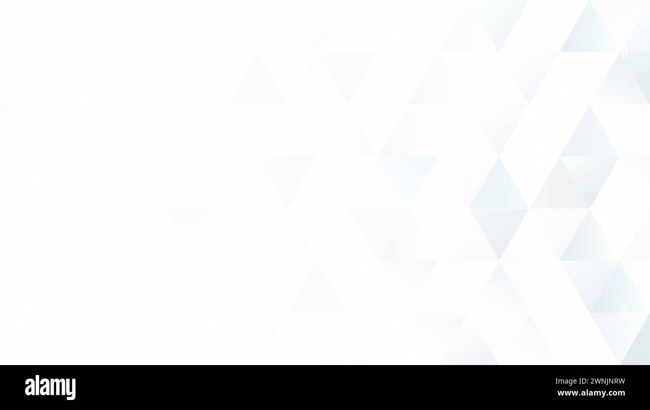 Abstract light colored triangles on white background. High resolution full frame geometric triangular shape background with copy space. Stock Photo