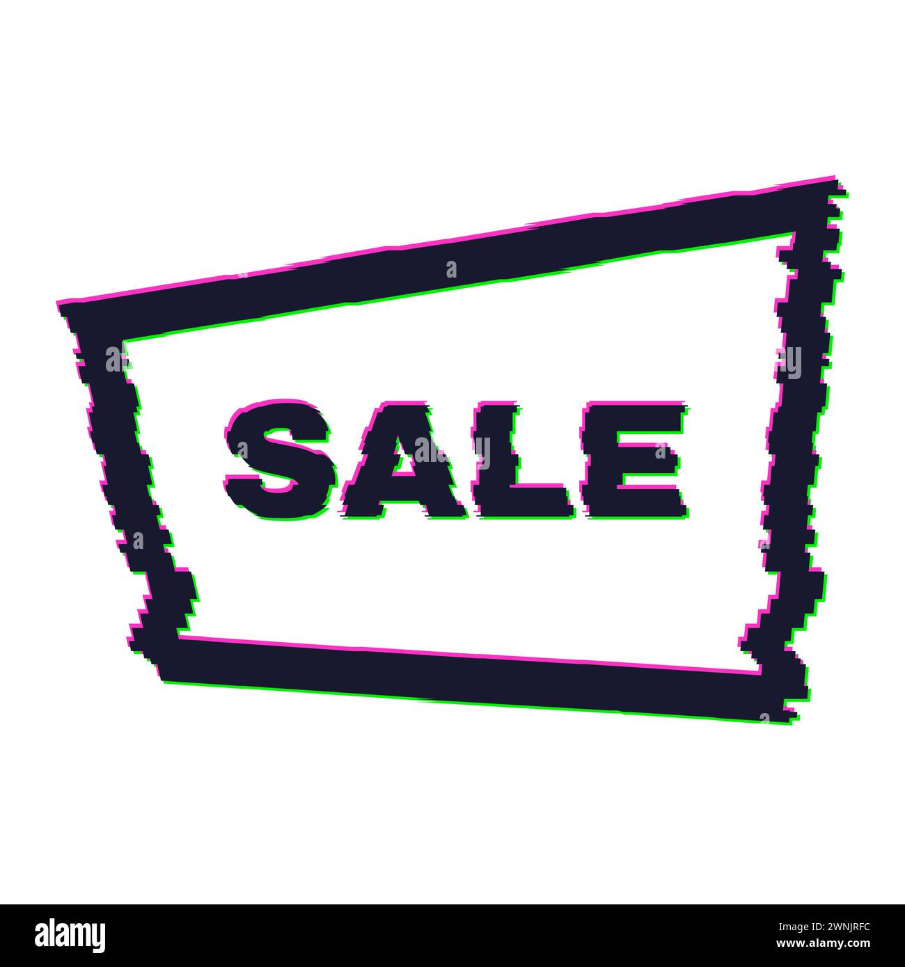 Distorted glitch sale banner with error effect on the edges and in text. Vector illustration. Stock Vector