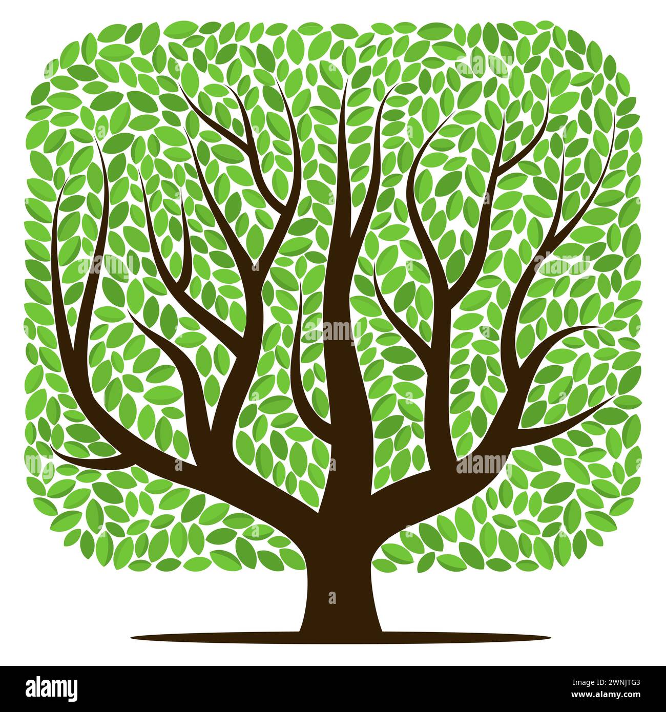 Vector tree with green leaves isolated on a white background Stock Vector