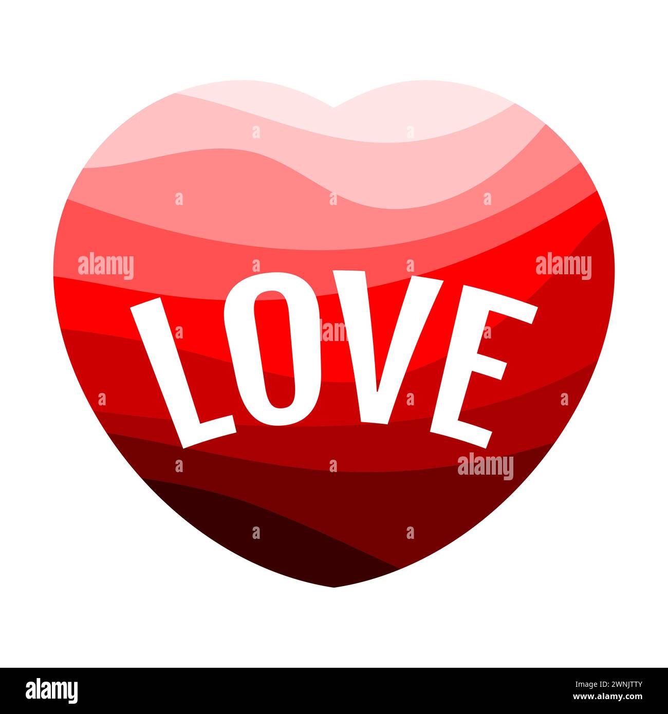 Red heart on a white background with an inscription Love. Vector illustration. Stock Vector