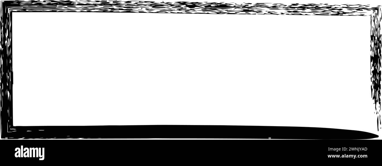 Frame rectangle elongated element, outline border grunge shape icon ...