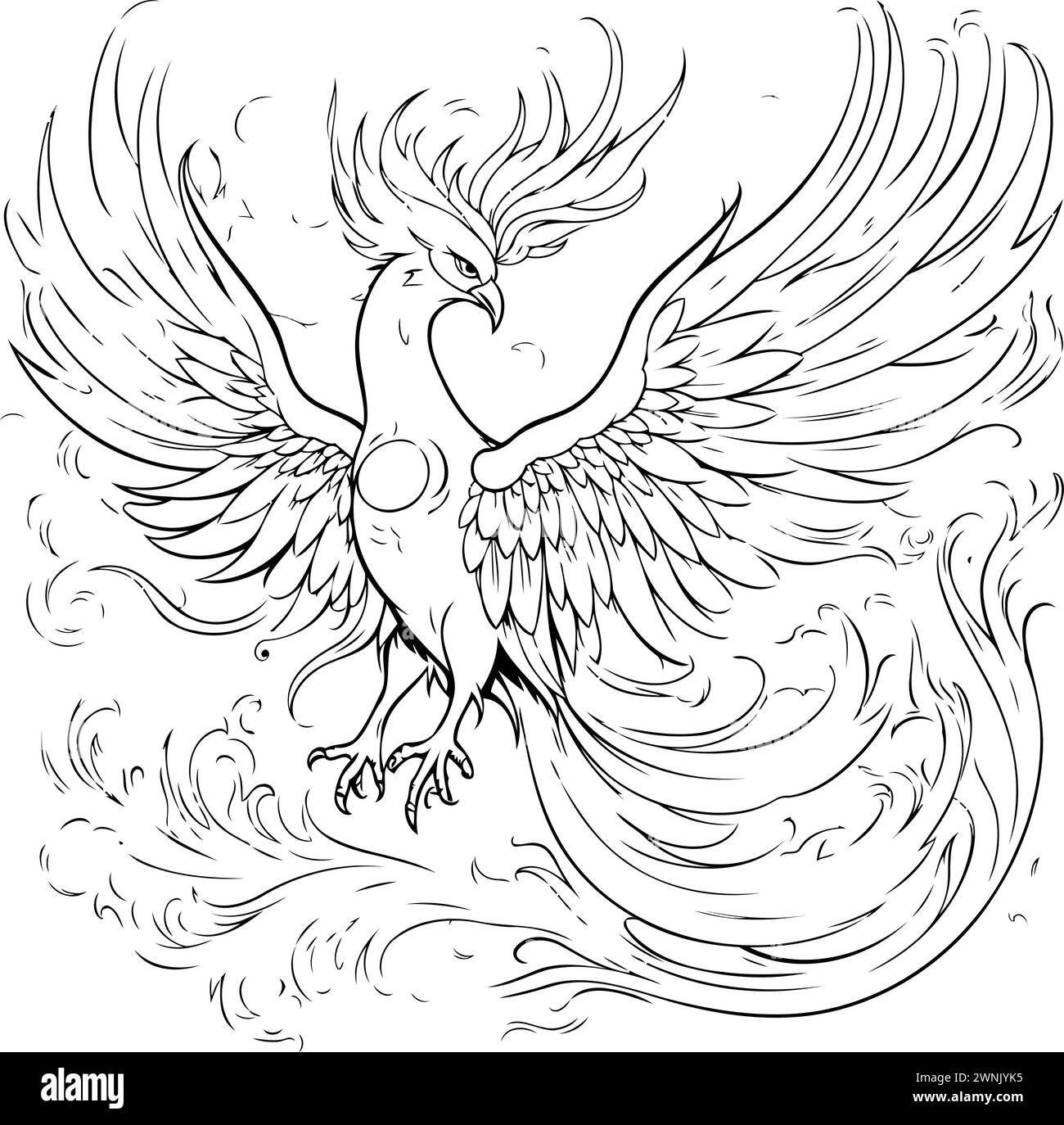 Eagle with wings spread. Tattoo design. Vector illustration Stock
