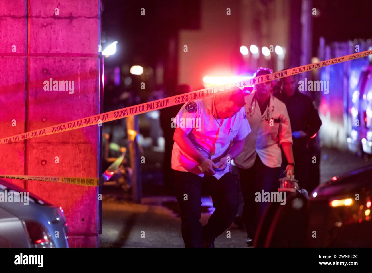 Seattle, USA. 3nd Mar 2024. Just after 100am police rush to Vine and