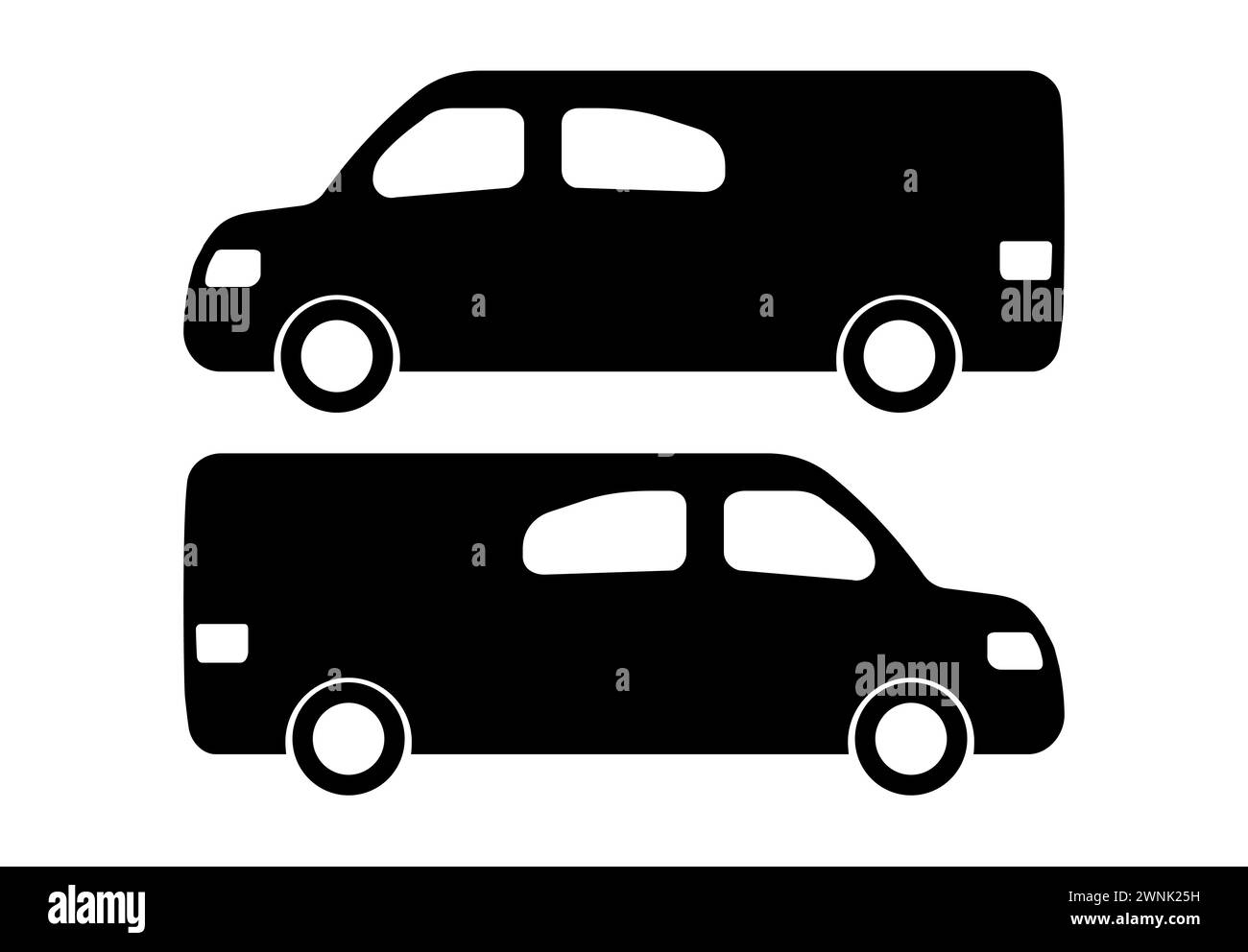 Two black car silhouettes on a white background. Vector illustration. Stock Vector