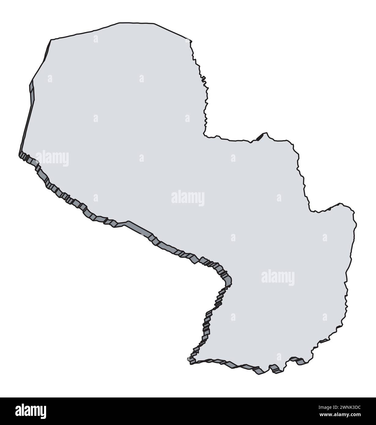 Outline silhouette 3D map of the - Outline Silhouette 3d Map Of The South American Country Of Paraguay 2WNK3DC