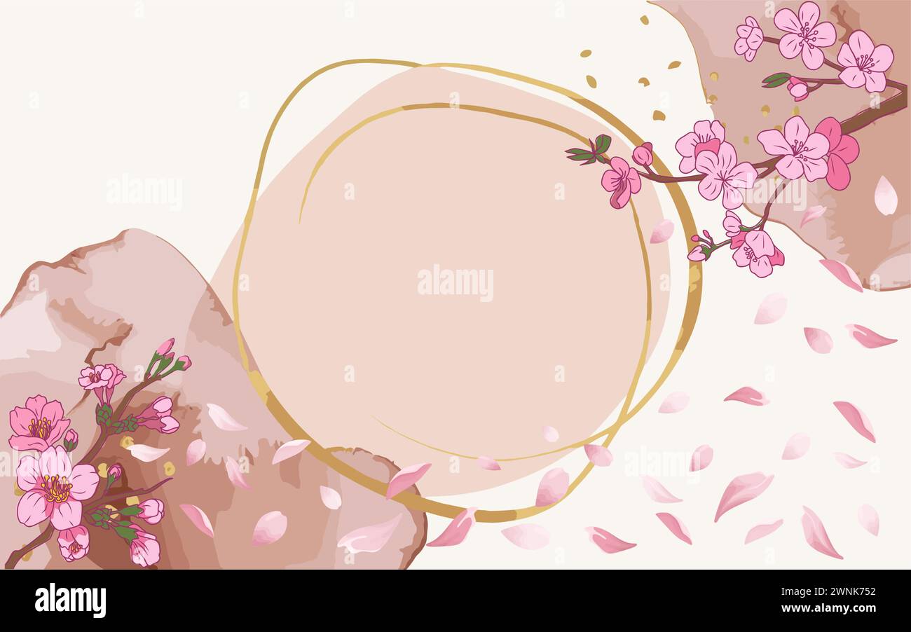 Spring background with pink cherry blossom branch Stock Vector Image ...