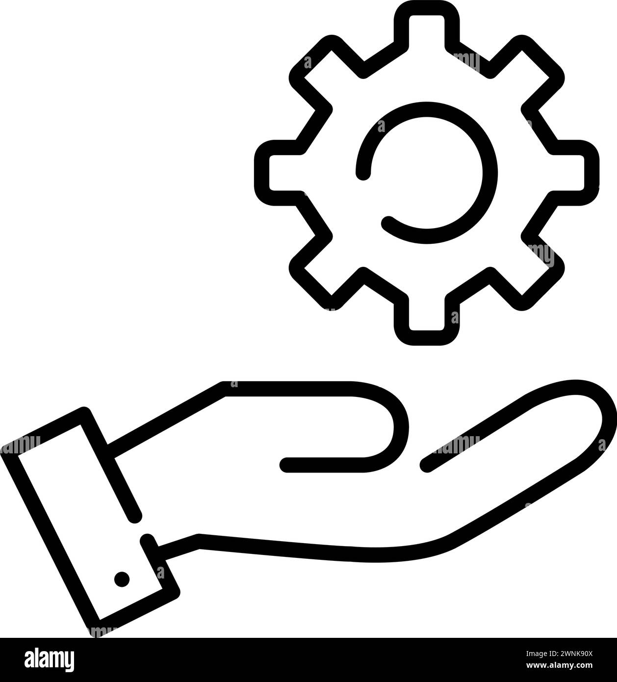 Hand holding a cogwheel. Manual control and precision. Hands-on ...