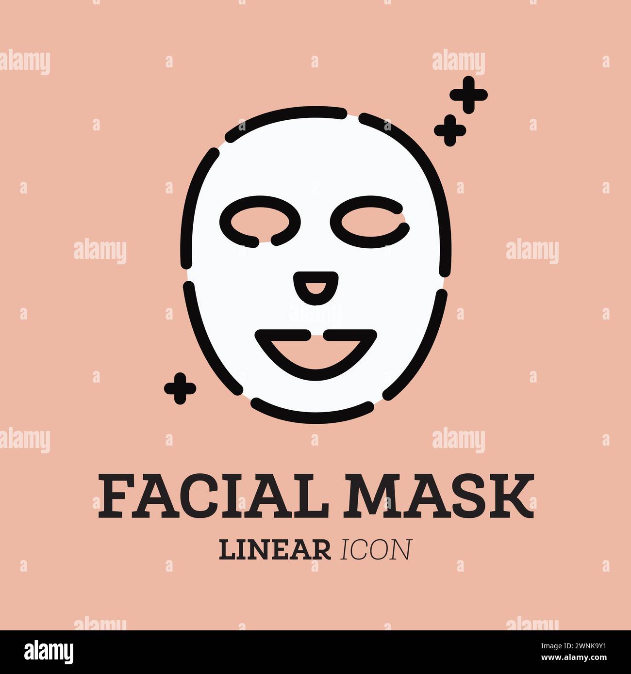 Facial mask sheet icon. Linear symbol. Beauty skin. Woman's face