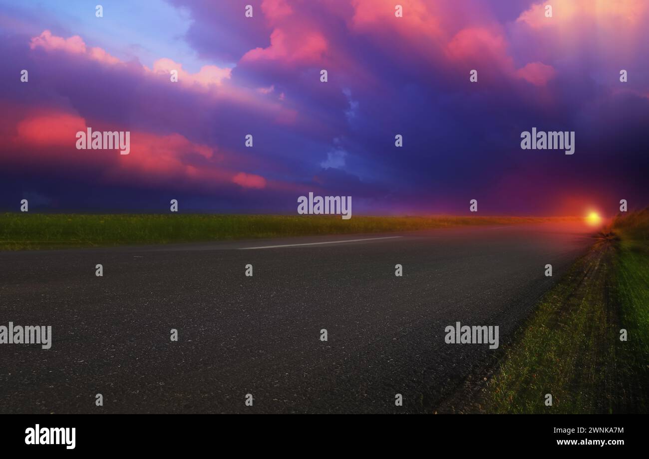 Asphalt road through field hi-res stock photography and images - Alamy