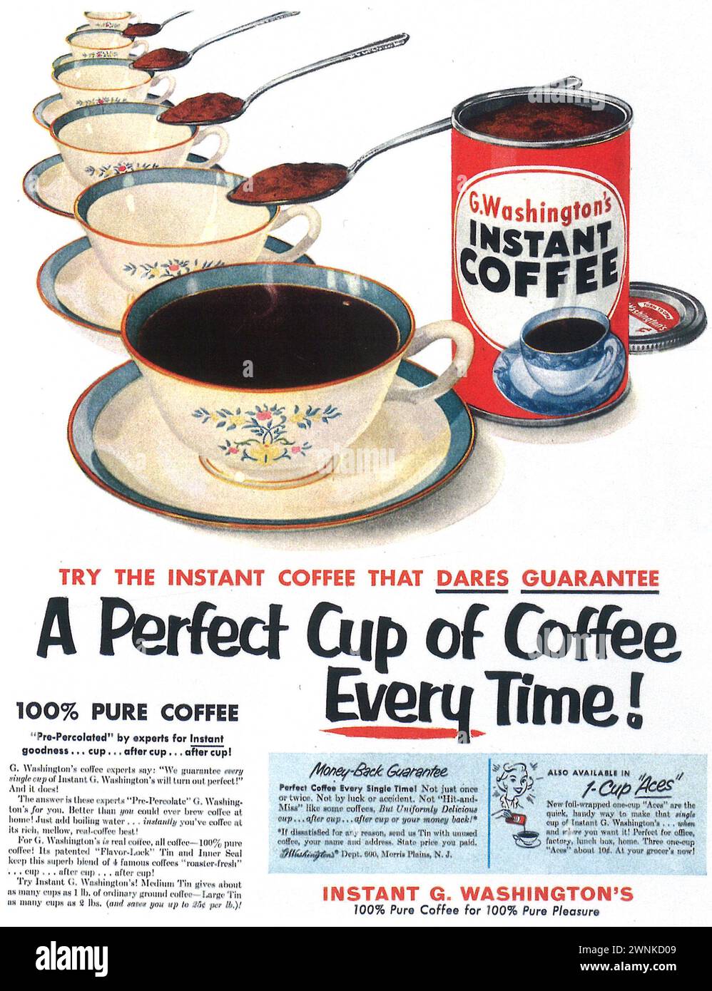 1953 G. Washingtons Instant Coffee Print Ad Stock Photo
